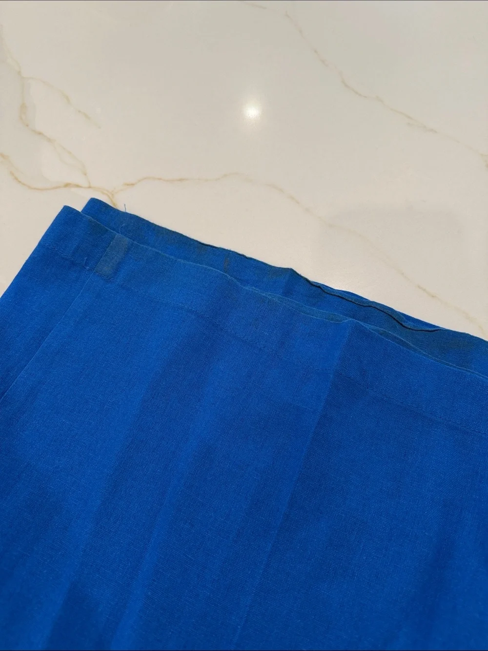 Zara Linen Elastic-Waist Wide Leg Pants in Bright Blue size XS